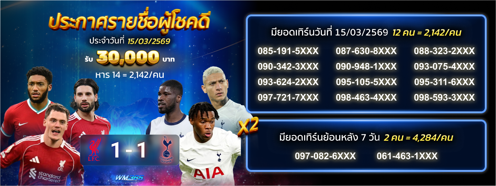 ประกาศรายชื่อผู้โชคดีบอล